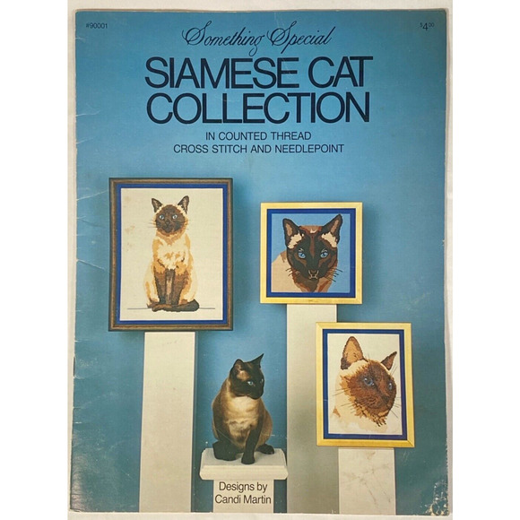 Vtg Cross Stitch Patterns Leisure Arts Charted Siamese Cat Mouse Craft Hobby - Picture 2 of 8